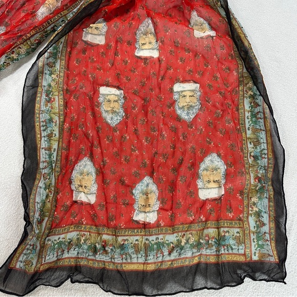 Vintage ATG All That Glitters Elegant Red/Black Santa Claus Women's Scarf 57”L - Picture 3 of 14